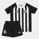 Kit Camisa Infantil Santos II 25/26 S/N Torcedor Umbro Masculina - Preto+Branco
