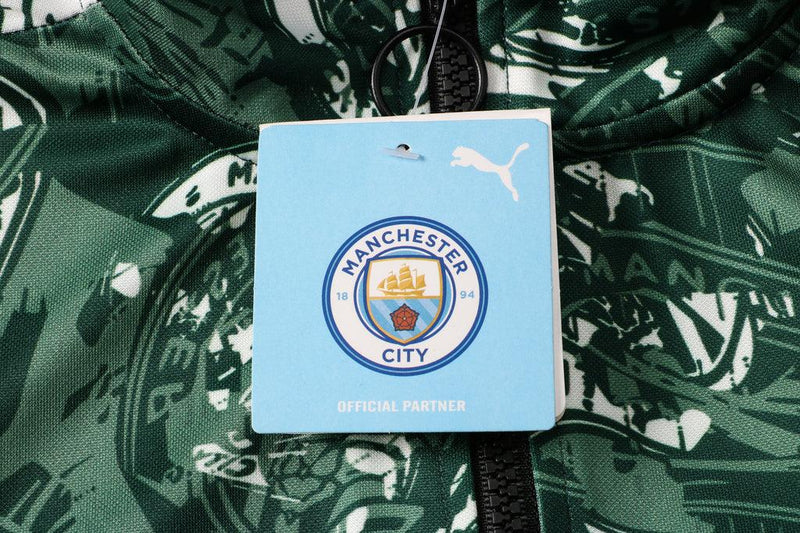 Conjunto Inverno Manchester City Preta e Verde Puma - Com Fecho